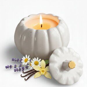 Handcrafted Pumpkin Scented Candle, Aromatherapy with Vanilla Lavender Chamomile